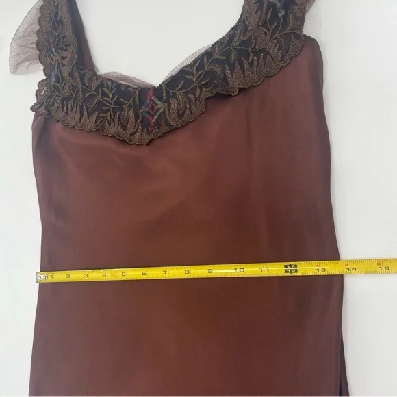 Ralph Lauren Collection Vintage Silk Gown Dress Embroidered Maxi 90s Slip Formal - Picture 3 of 15